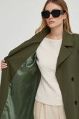 Пальто Answear Lab X Лімітована колекція NO SHAME жіноче колір зелений перехідне двобортне