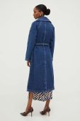Джинсовий плащ Answear Lab жіночий колір синій перехідний двобортний