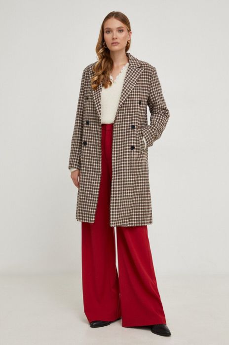 Пальто Answear Lab жіночий колір коричневий перехідний двобортний (3639649) Пальто Answear Lab жіночий колір коричневий перехідний двобортний (3639649)