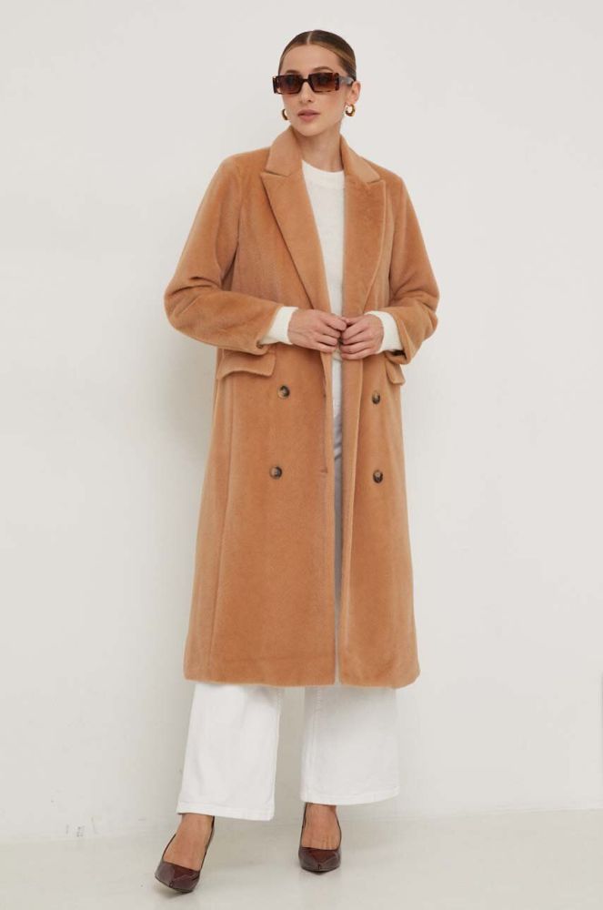 Пальто Answear Lab жіночий колір бежевий перехідний двобортний (3593998)
