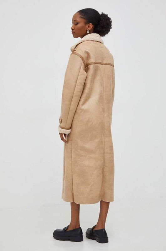 Пальто Lab жіночий колір бежевий перехідний oversize (3633814)