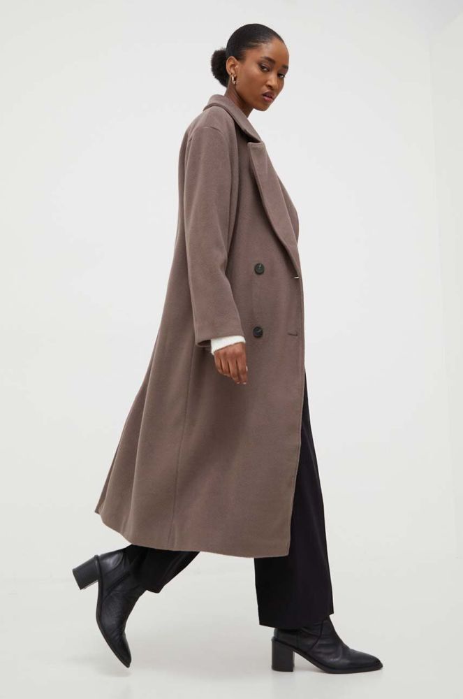 Пальто Answear Lab жіночий колір коричневий перехідний двобортний (3651985)