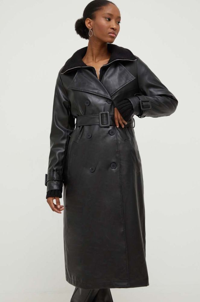 Пальто Answear Lab жіночий колір чорний перехідний двобортний (3645835)