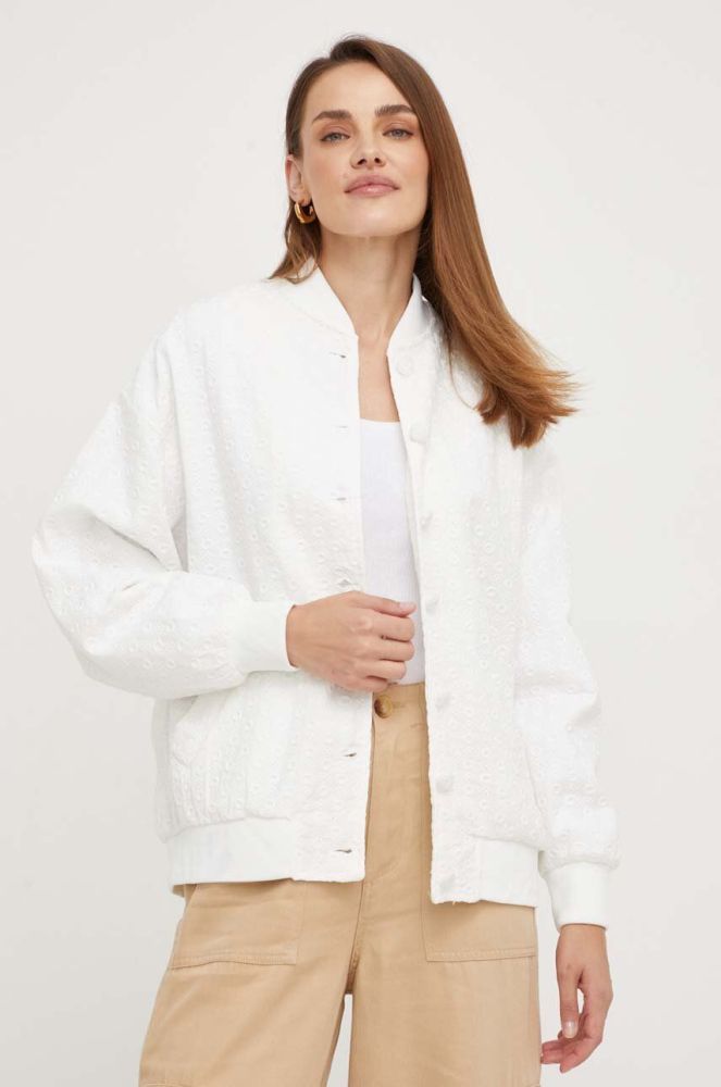 Куртка-бомбер Answear Lab жіночий колір білий перехідна oversize
