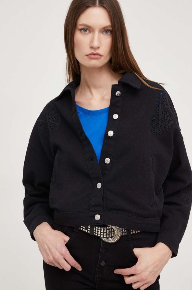 Джинсова куртка Answear Lab жіноча колір чорний перехідна (3426708)