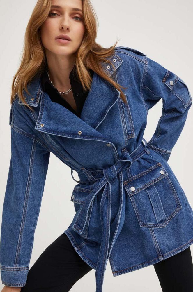 Джинсова куртка Answear Lab жіноча перехідна колір блакитний (3398742)