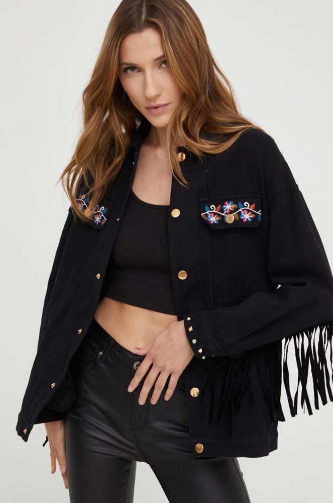 Джинсова куртка Answear Lab жіноча колір чорний перехідна oversize (3412394)