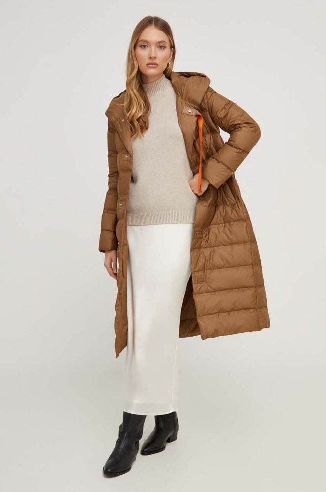 Пухова куртка Answear Lab жіноча колір коричневий перехідна