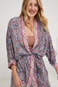 Шовкове кімоно Answear Lab oversize візерунок колір блакитний (3363951)