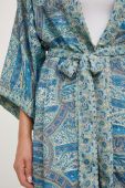Шовкове кімоно Answear Lab колір бірюзовий без застібки візерунок