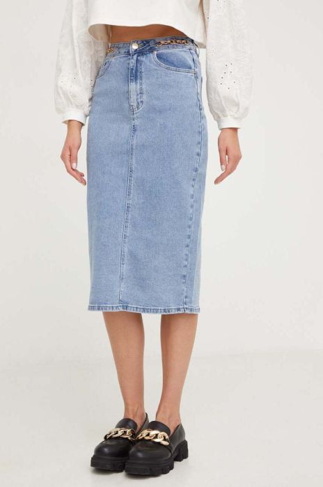 Спідниця Answear Lab midi пряма колір блакитний (3367840)