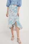 Спідниця Answear Lab колір бірюзовий midi розкльошена Спідниця Answear Lab колір бірюзовий midi розкльошена