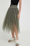 Спідниця Answear Lab колір зелений midi розкльошена Спідниця Answear Lab колір зелений midi розкльошена
