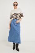 Джинсова спідниця Answear Lab midi розкльошена колір блакитний (3674764)