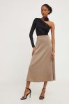 Спідниця Answear Lab колір бежевий midi розкльошена Спідниця Answear Lab колір бежевий midi розкльошена