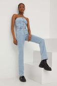 Джинсовий комбінезон Answear Lab овальне декольте колір блакитний