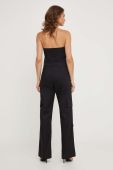 Бавовняний комбінезон Answear Lab колір чорний з бавовни оголене плече