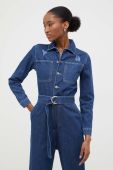 Джинсовий комбінезон Answear Lab колір синій з бавовни з коміром
