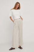 Штани з льоном Answear Lab колір бежевий пряме висока посадка (3300940)