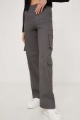 Бавовняні штани Answear Lab колір сірий пряме висока посадка