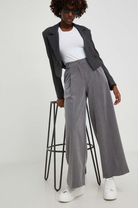 Штани Answear Lab жіночі колір сірий пряме висока посадка (3599137)