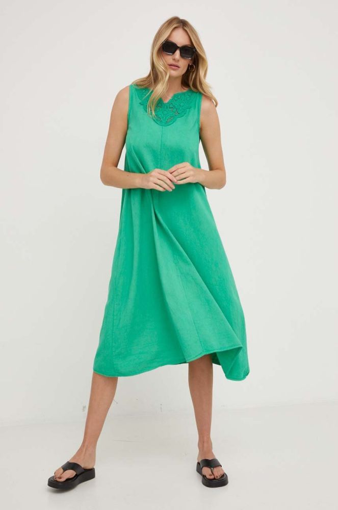 Бавовняна сукня Answear Lab колір зелений mini розкльошена (3320611)