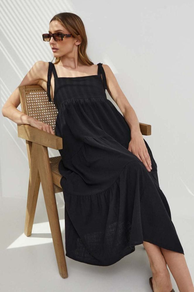 Бавовняна сукня Answear Lab колір чорний midi розкльошена (3395875)