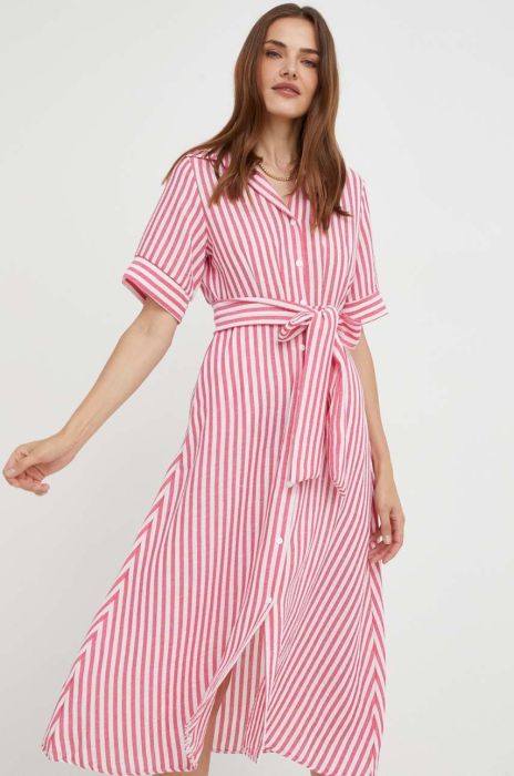 Бавовняна сукня Answear Lab колір червоний midi розкльошена