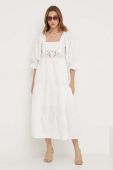 Бавовняна сукня Answear Lab колір білий midi розкльошена (3402858)