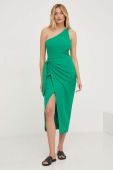Бавовняна сукня Answear Lab колір зелений midi облягаюча