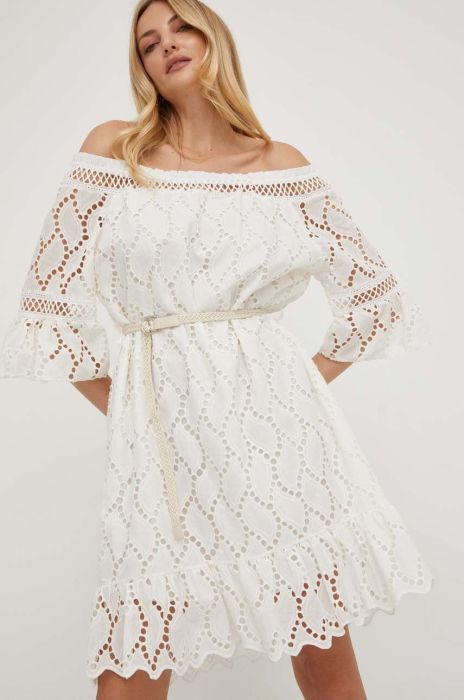 Бавовняна сукня Answear Lab колір білий mini пряма