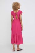 Льняна сукня Answear Lab колір рожевий midi розкльошена