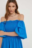 Бавовняна сукня Answear Lab midi розкльошена колір блакитний (3380293)