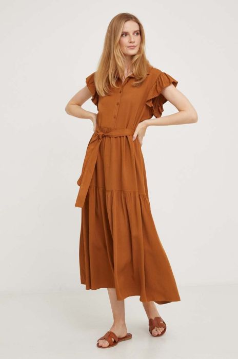 Сукня Answear Lab колір коричневий maxi розкльошена