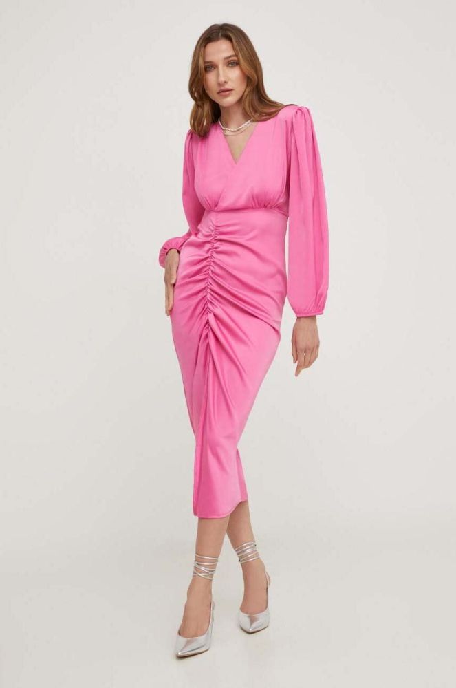 Сукня Answear Lab колір рожевий midi пряма (3389270)