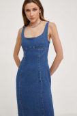 Джинсова сукня Answear Lab maxi облягаюча колір блакитний