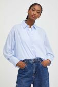 Бавовняна сорочка Answear Lab mini oversize колір блакитний