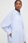 Бавовняна сорочка Answear Lab mini oversize колір блакитний
