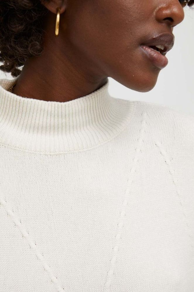 Сукня з домішкою вовни Lab колір бежевий midi oversize фото 5