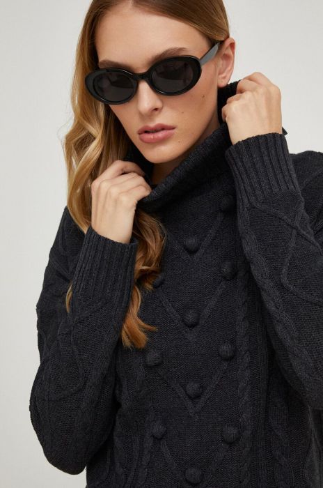 Светр Answear Lab жіночий колір чорний теплий гольф (3646080)