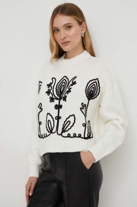 Светр з вовною Answear Lab колір бежевий півгольф (3552032)