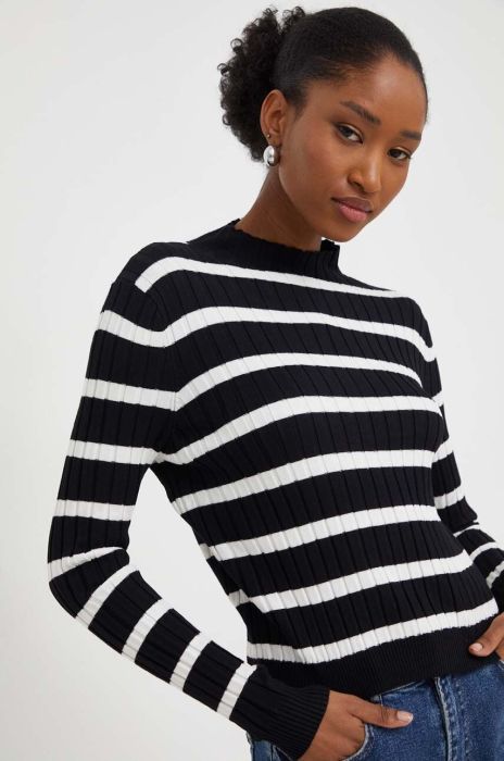 Светр Answear Lab жіночий колір чорний легкий півгольф (3633914)