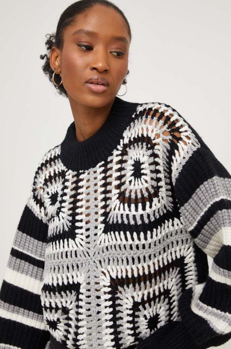 Светр з домішкою вовни Answear Lab жіночий колір чорний півгольф (3692174)