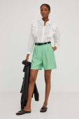Шорти Answear Lab жіночі колір зелений однотонні висока посадка (3298242)