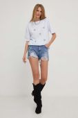 Джинсові шорти Answear Lab жіночі з аплікацією висока посадка колір блакитний (3301029)