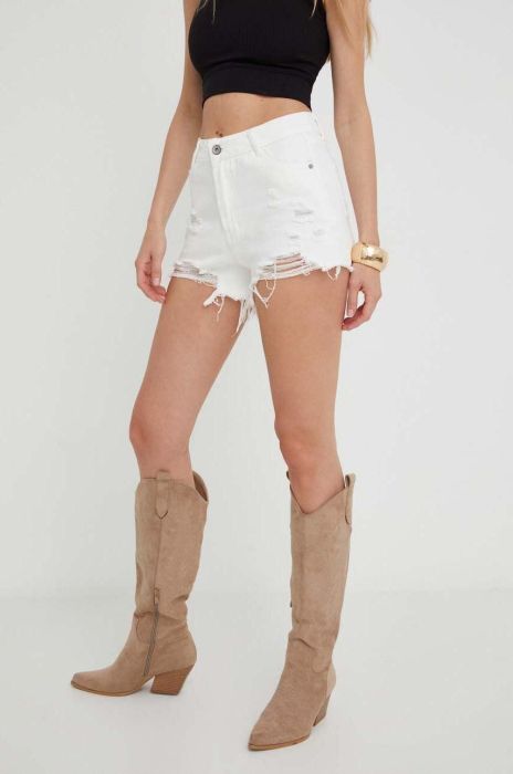 Джинсові шорти Answear Lab жіночі колір білий однотонні висока посадка (3304601)