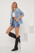 Джинсові шорти Answear Lab жіночі з аплікацією середня посадка колір блакитний (3329223)