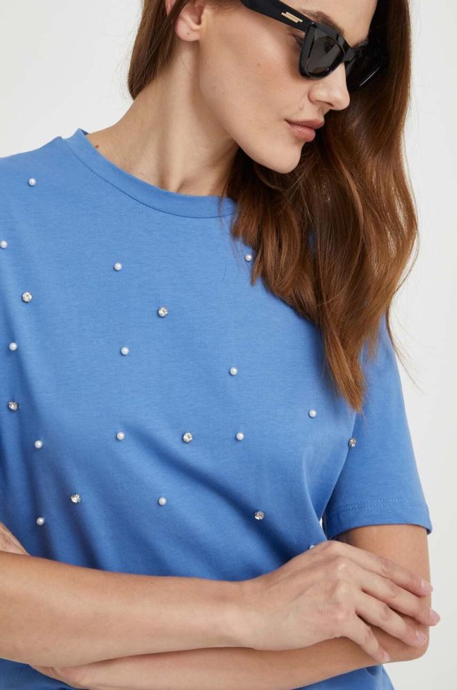 Бавовняна футболка Answear Lab колір блакитний (3377455)