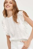 Бавовняна блузка Answear Lab колір білий з аплікацією