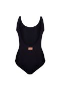Боді MUUV Deep Cut жіночий колір чорний оголена спина